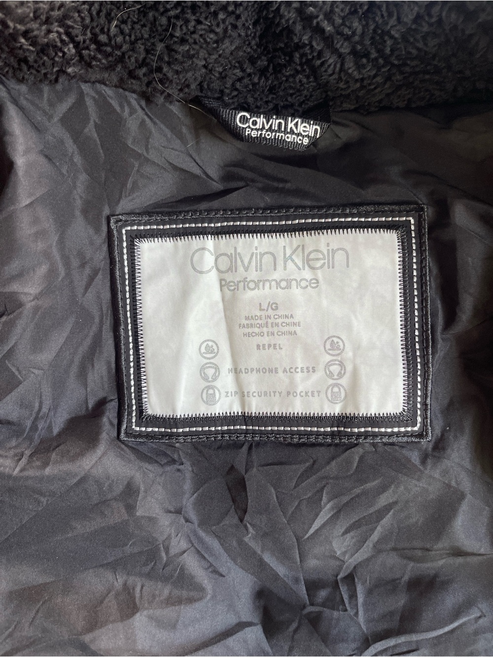 Calvin Klein Black Quilted Hooded Puffer Vest with Faux Fur Trim - Size L - Picture 7 of 8
